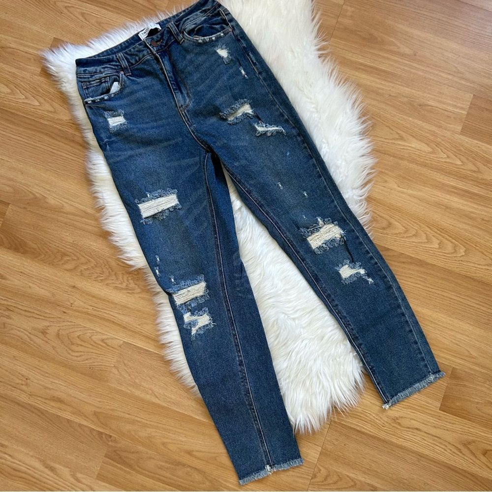 Tinsel Denim Jeans Deconstructed High Rise Size 7 - Picture 8 of 8